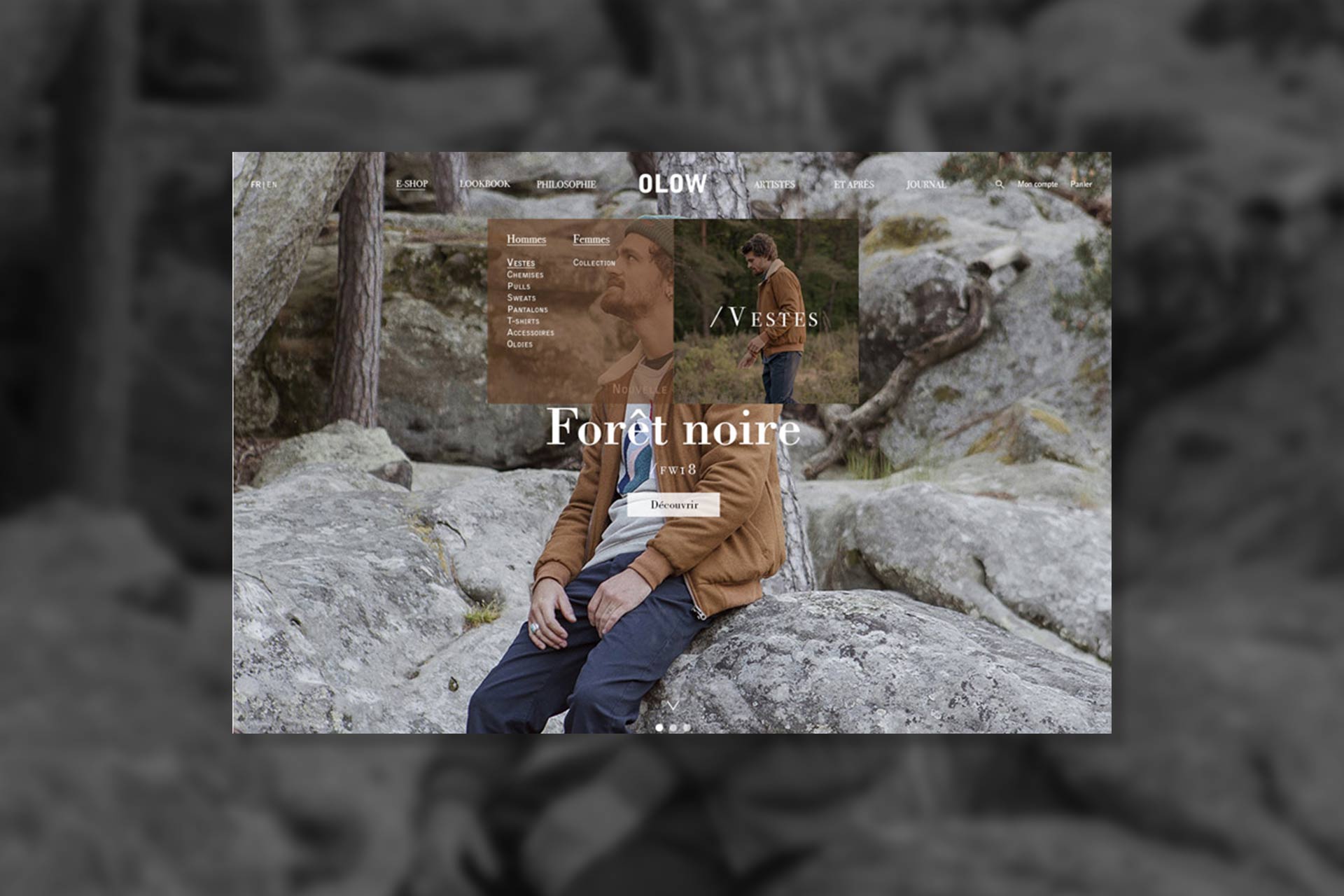 Page d'accueil du site internet Olow avec navigation fluide et design éco-responsable